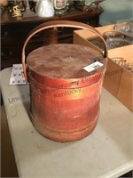 Old  wood  firkin sugar bucket with swing handle