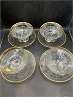 SET OF 4 GOLD FLASHED DESSERT DISHES