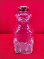 Vintage Clear Glass Snow Crest Bottle Coin Bank