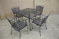 (4) Metal Chairs & Table Approx 36x36x30