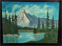 Framed Mountain Landscape Oil on Canvas
