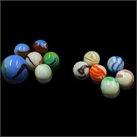 Marbles: Lot Of 2 Separate Groups, 6 Two Color Sw