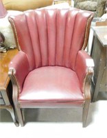 Lot # 3984 - Pleather maroon barrelback chair