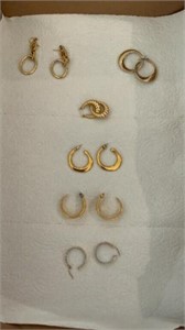6 Pairs of Gold Earrings