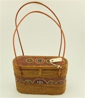 Lot #80 - Ladies hand bag with leather inlaid