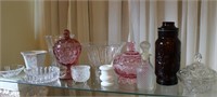 Vintage Pink, Red & White Glassware Lot