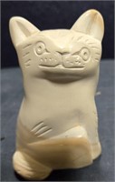 Hand Carved Buffalo Bone Cat Figurine
