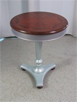 Brown/Gray Wooden Circular Side Table