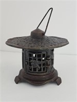 CAST IRON HANGING PAGODA LANTERN - 8.5" DIA X 7" H