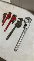 Assorted pipe wrenches