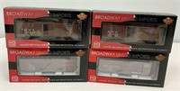 Four Broadway HO Scale Rail Cars