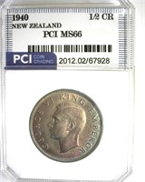 1940 1/2 Crown PCI MS66 New Zealand