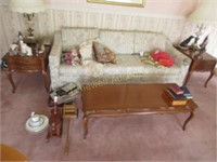 French Provincial walnut coffee and end tables