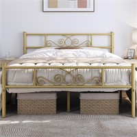Antique Gold Metal Bed  12.5' Height