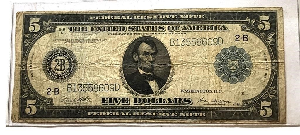 1914 5 dollar Federal Reserve note