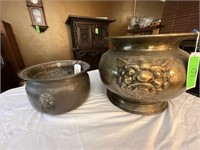 (2) Brass Pots 16" and 13"