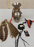 Feathers,Drum,Skull and Vase