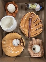 (6) Ceramic Baseball Figurines