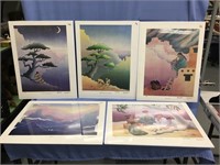 Lot of 5, shrink-wrapped signed prints by Mona Eag