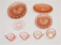 17 Pieces of Pink Depression Glass