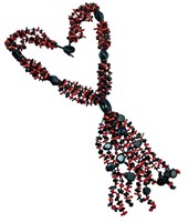 Red & Black Tumbled Coral Necklace