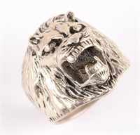 STERLING SILVER LION MOTIF RING