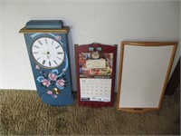 Lot - Wooden Wall Clock/Calendar Frame/Break Tray