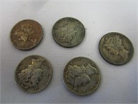 5 Mercury Dimes