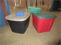 4 Plastic Containers Black one is 18 gallons