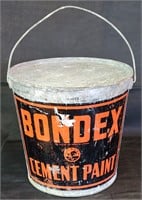 Vintage Galvanized Bondex Paint Pale Can & Lid