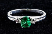 10k White Gold Emerald & 2 Diamond Ring CRV$1950