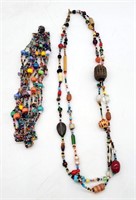 Estate Jewelry - Art Glass Beaded Necklace & Brace