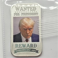 WANTED REWARD DONALD TRUMP 1 OZ FINE SILVER BAR