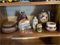 LOT OF NATIVE AMERICAN POTTERY, FIGURINES, &