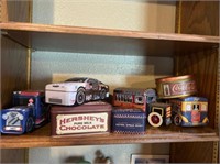 COLLECTIBLE TINS (FOSSIL SPEED SHOP, HERSHEY'S,