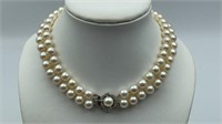 Beautiful double strand cultured pearl necklace