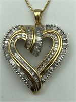 Gold over silver diamond pendant