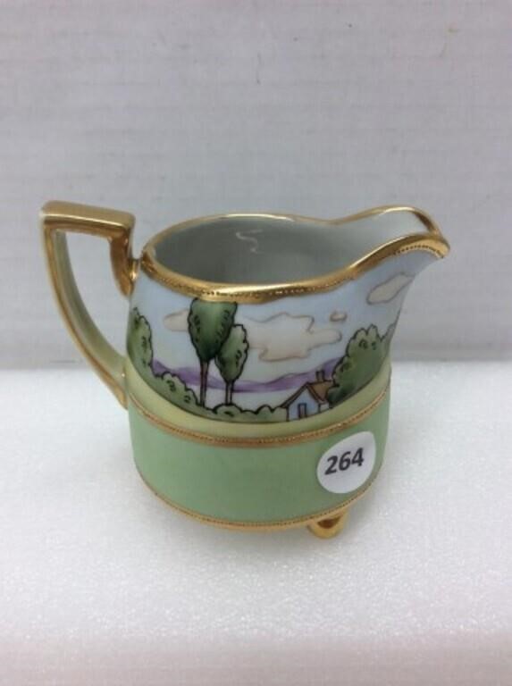 Hand Painted Nippon Creamer On 3 Ball Feet -