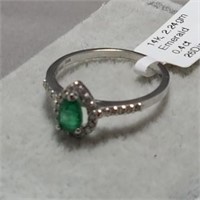 14k White Gold Emerald (0.26ct) Ring