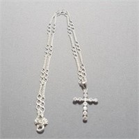 Sterling Silver CZ Cross Pendant & Chain