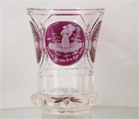 19th c. Bohemian Glass Purple/clear beaker