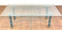 Verde Green Iron Beveled Glass Top Coffee Table