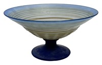 Blue Art Glass Footed Console Bowl