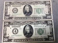 1928 & 1934 $20 Bills
