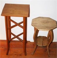 (2) Wooden Plant Stands 18" -24" H