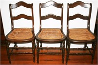 Set of Five Cane Seat Chairs, (1 Chair Broken)
