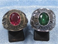 Two Vintage Class Rings Inscribed Hallmarked