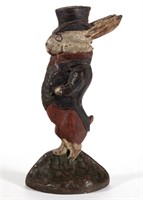 NATIONAL FOUNDRY CAST-IRON FIGURAL RABBIT IN TOP