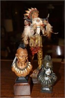 3 Native American Indian Figurines One is a Chief