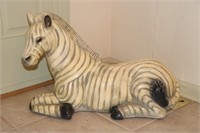 Heavy Ceramic  Zebra Statue 25" Long X 16.5"